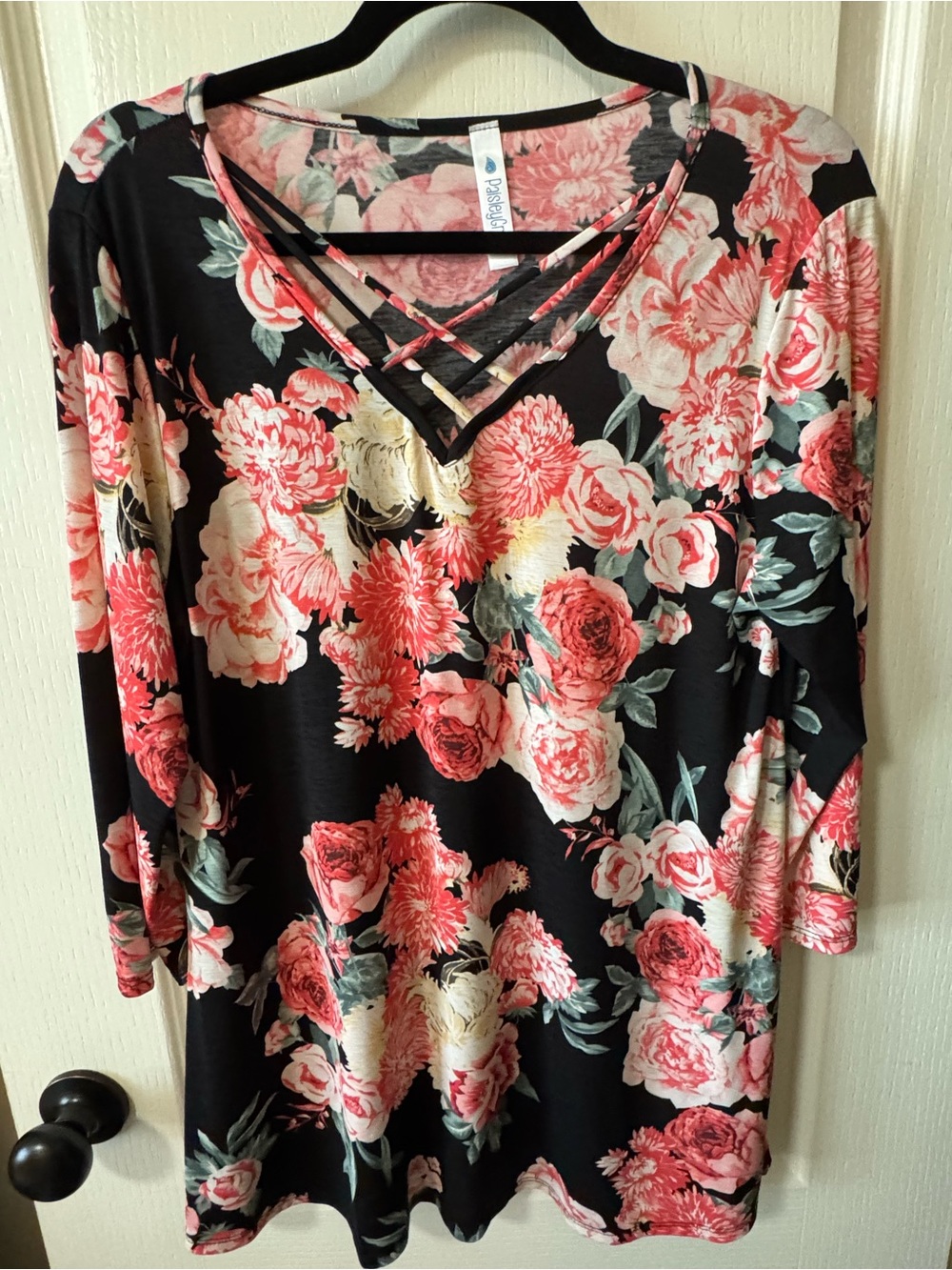 Paisley Grace Floral Criss-Cross Neck Tunic Top